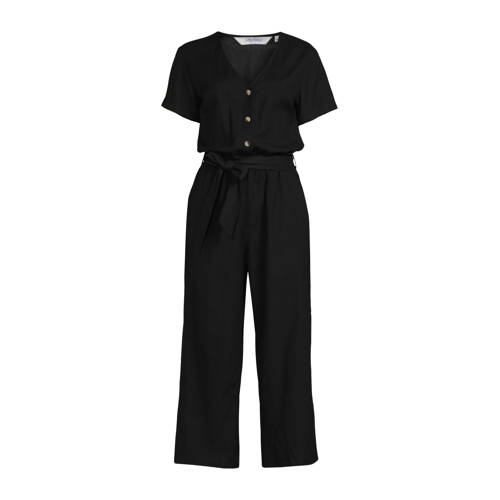 anytime jumpsuit met linnen zwart afbeelding