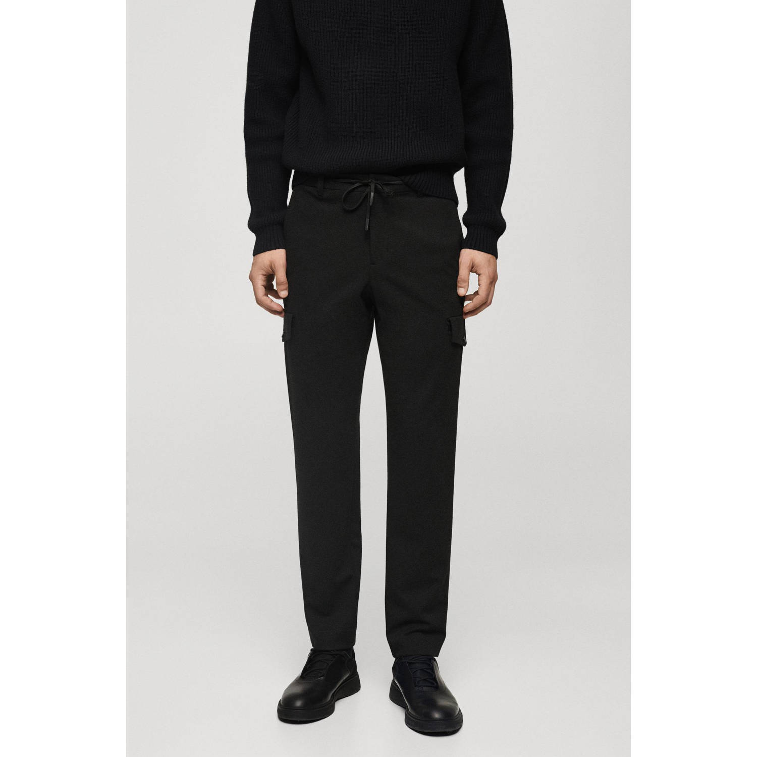 Mango Man slim cargo broek grijs