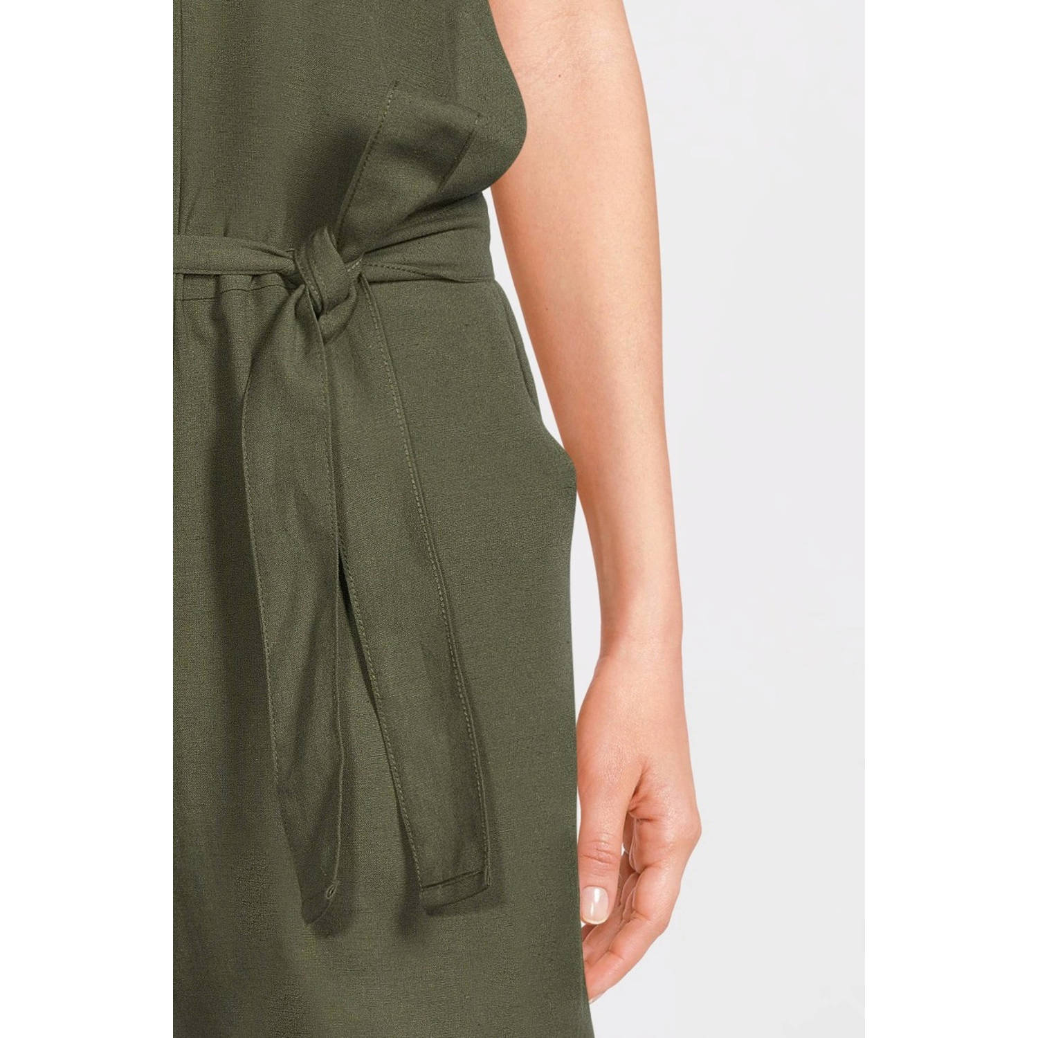 anytime linnen playsuit khaki