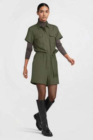 playsuit met linnen khaki