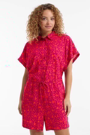 playsuit met all over print roze/paars