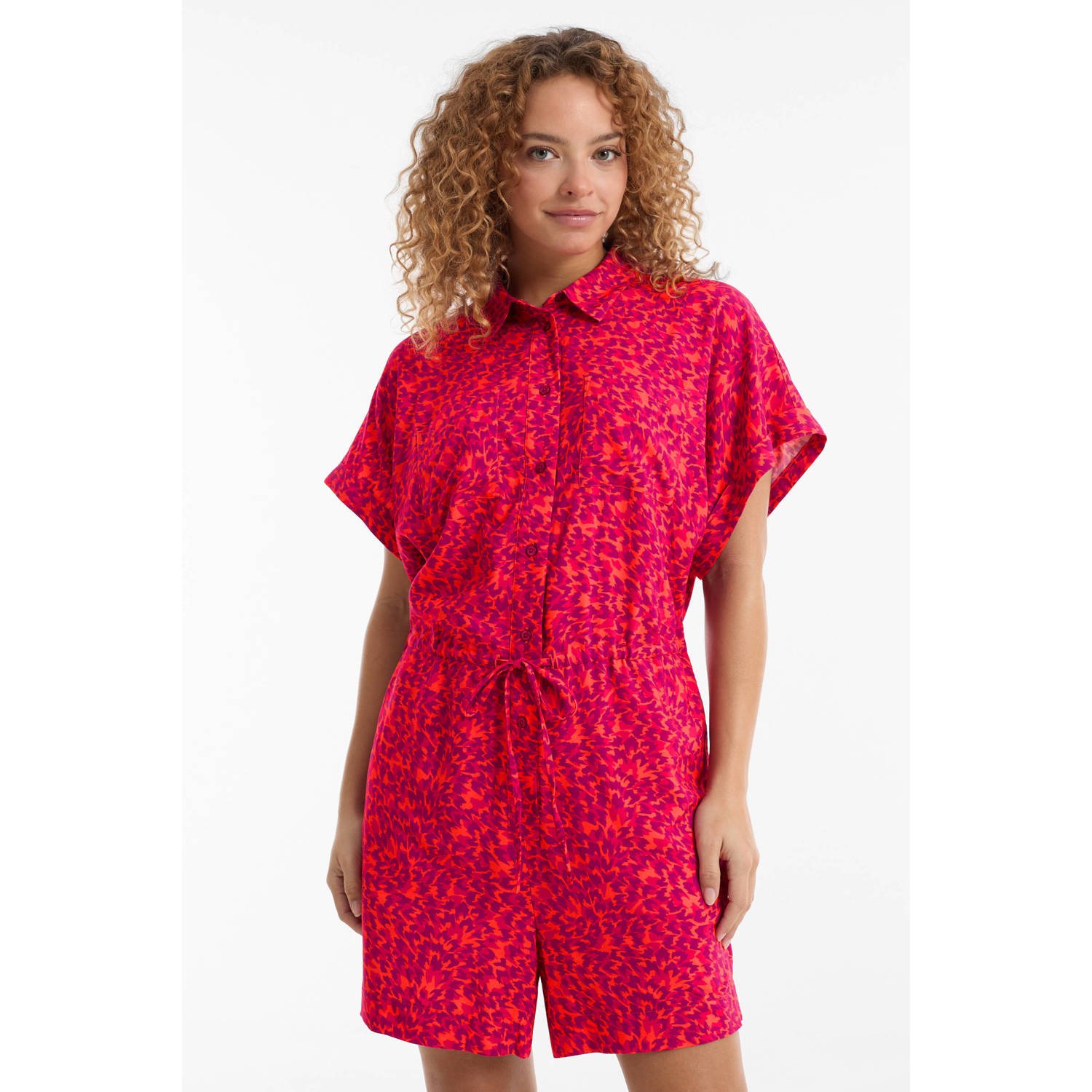 Anytime playsuit met all over print roze paars