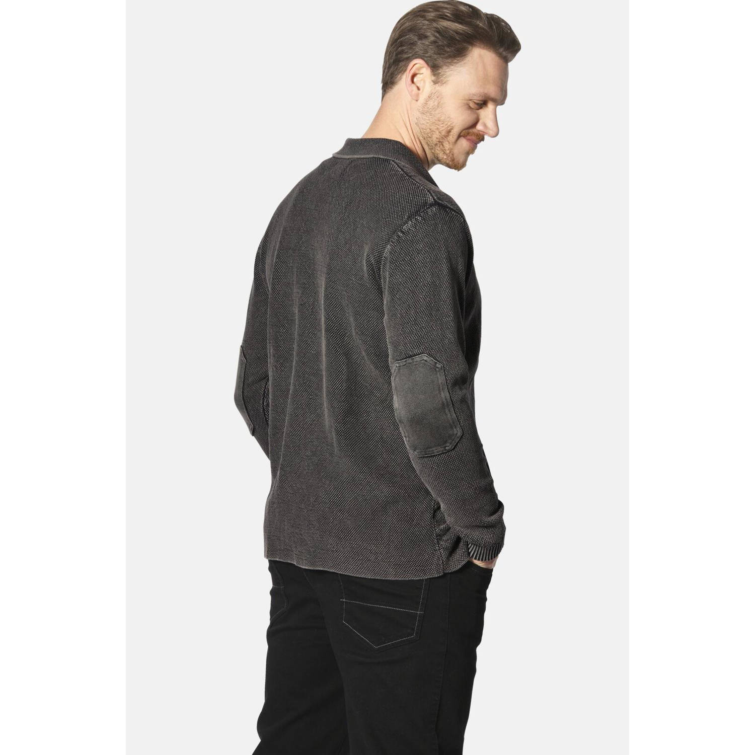 Jan Vanderstorm gebreid vest SIGURDULFAR Plus Size antraciet