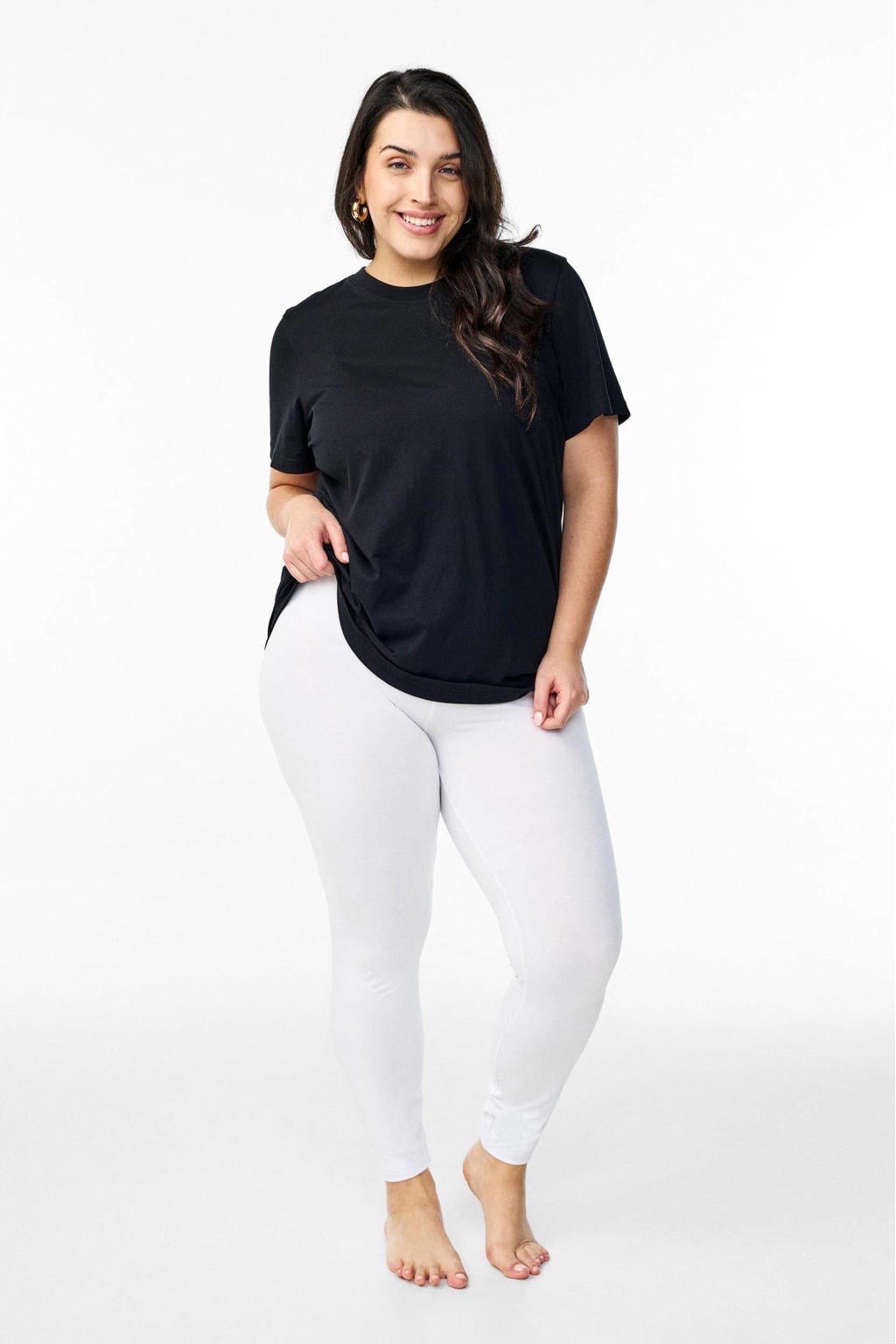 Witte dames Zizzi legging van rayon met skinny fit, regular waist, elastische tailleband en effen