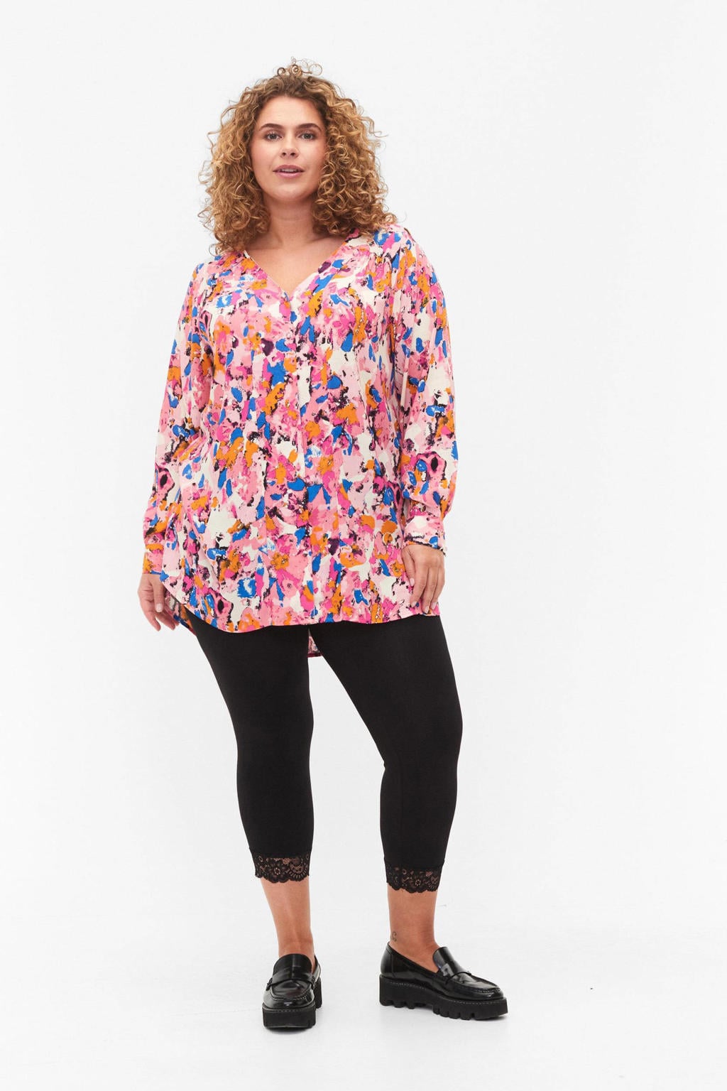Zizzi 3/4 legging met kant zwart