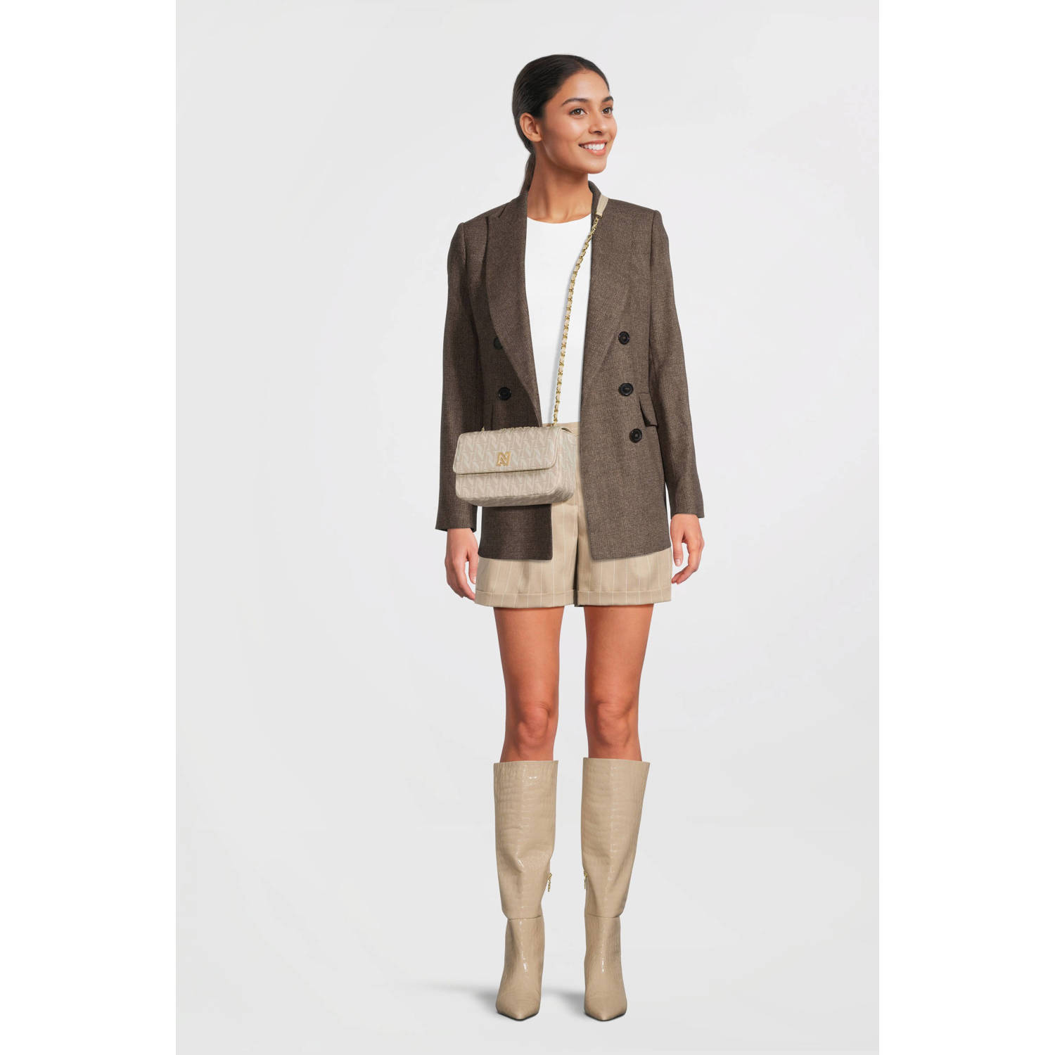 NIKKIE crossbody tas Ann Tonal Jacquard beige