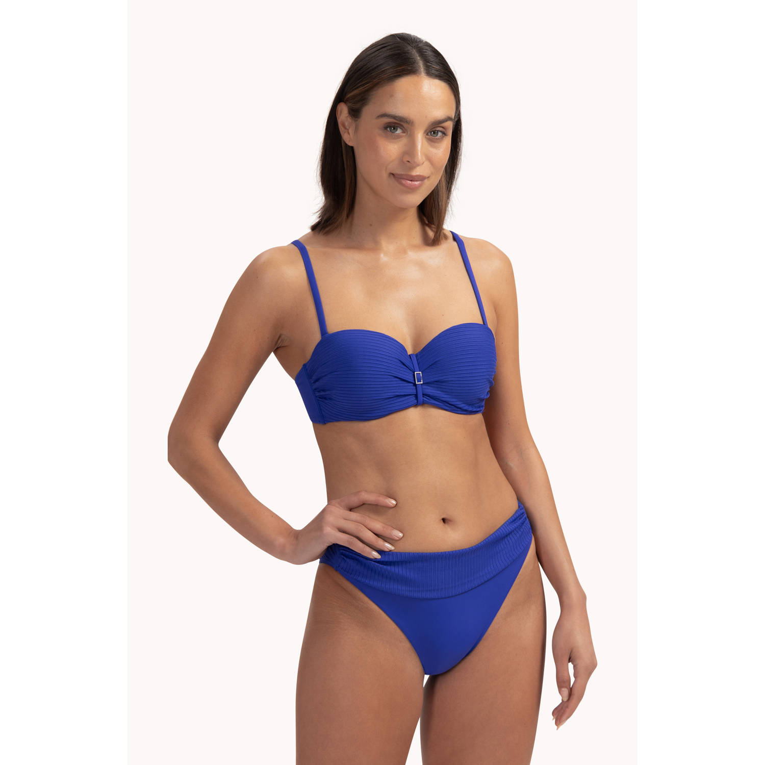 Cyell voorgevormde strapless bandeau bikinitop donkerblauw