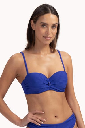 voorgevormde strapless bandeau bikinitop donkerblauw
