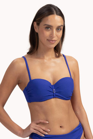 voorgevormde strapless bandeau bikinitop donkerblauw