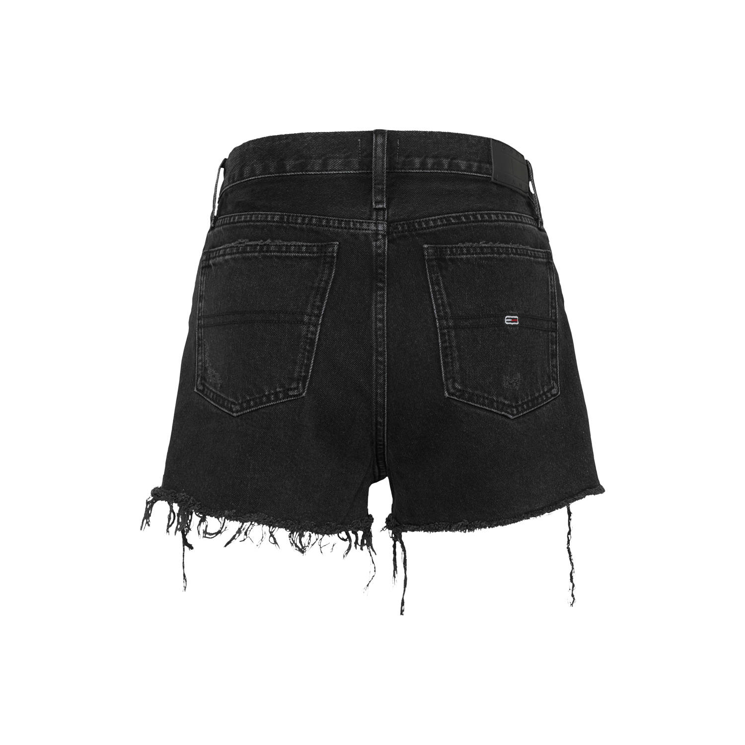 Tommy Jeans straight high waist denim short black denim