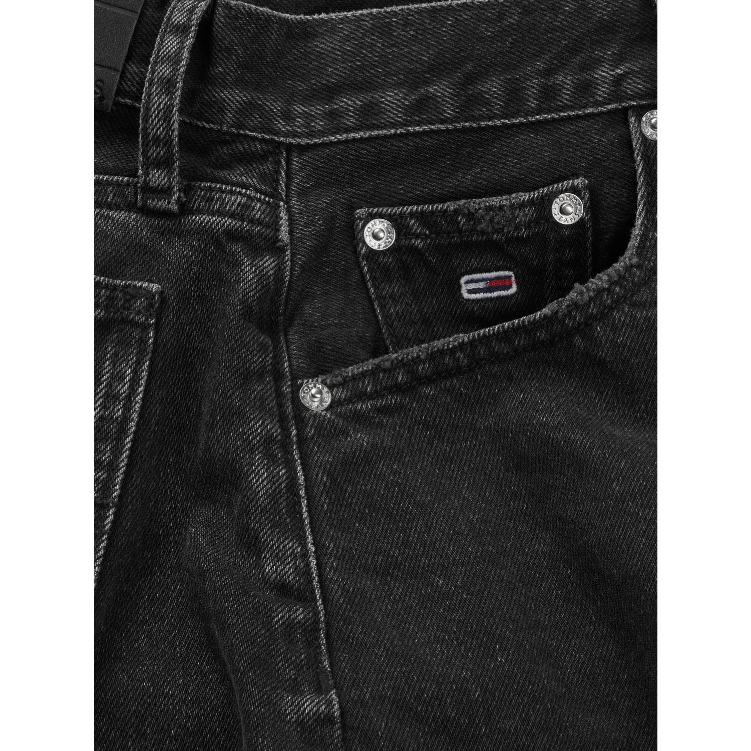 Tommy Jeans straight high waist denim short black denim