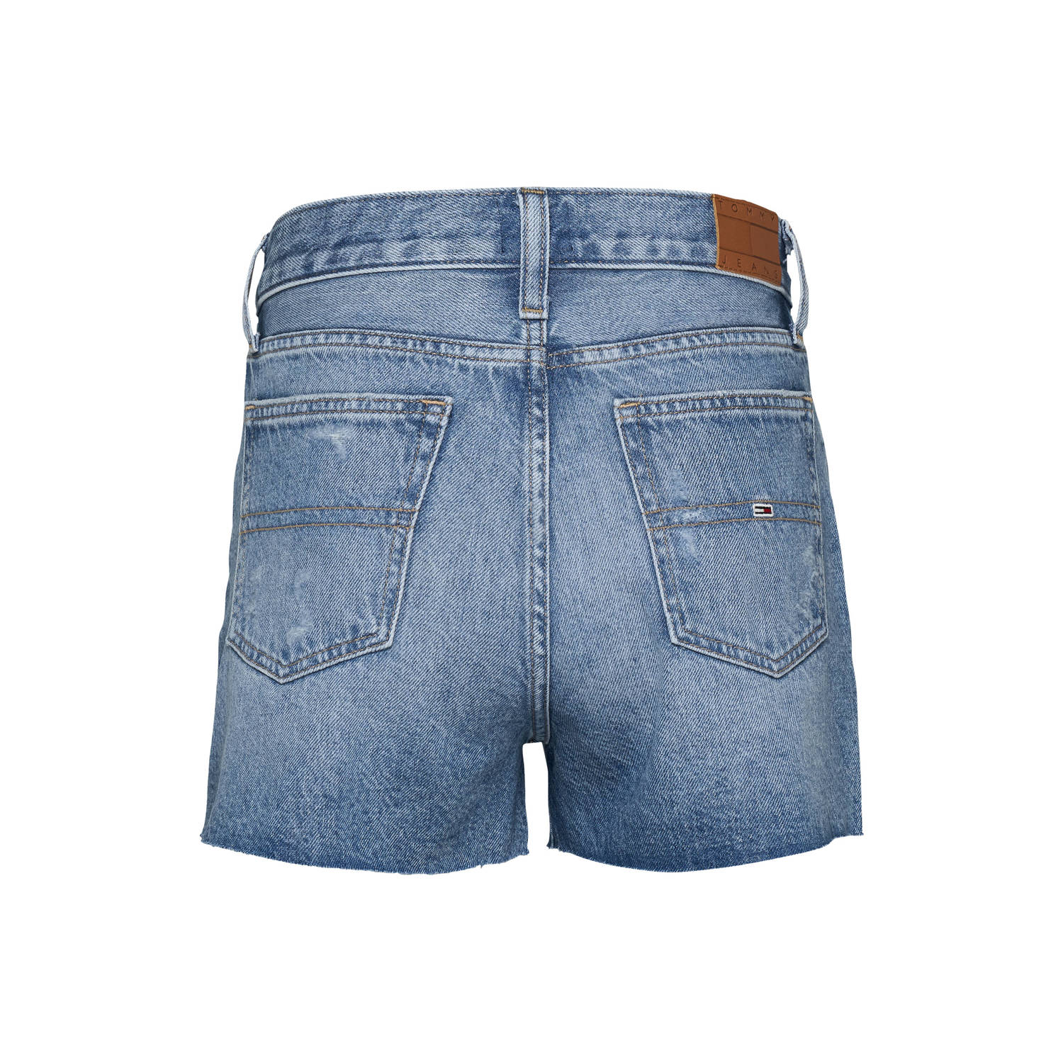 Tommy Jeans straight high waist denim short medium blue denim