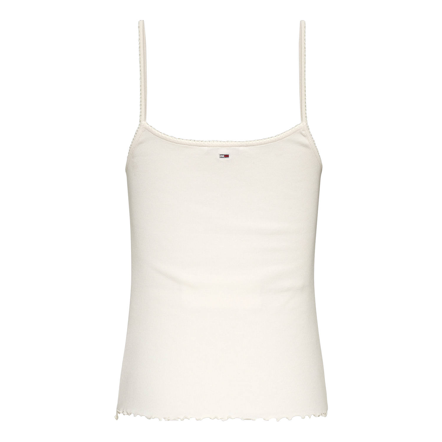 Tommy Jeans spaghettitop ecru rib gebreid