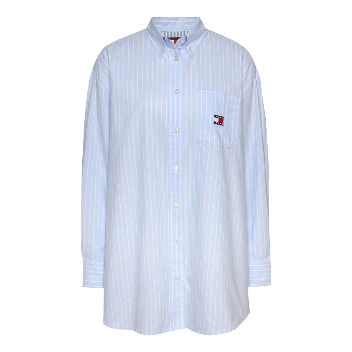 Tommy Jeans Curve Overhemdblouse TJW OVS BADGE OXFORD SHIRT EXT in grote maten oxford kwaliteit oversized logo-badge