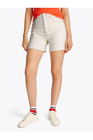 slim high waist denim short ecru
