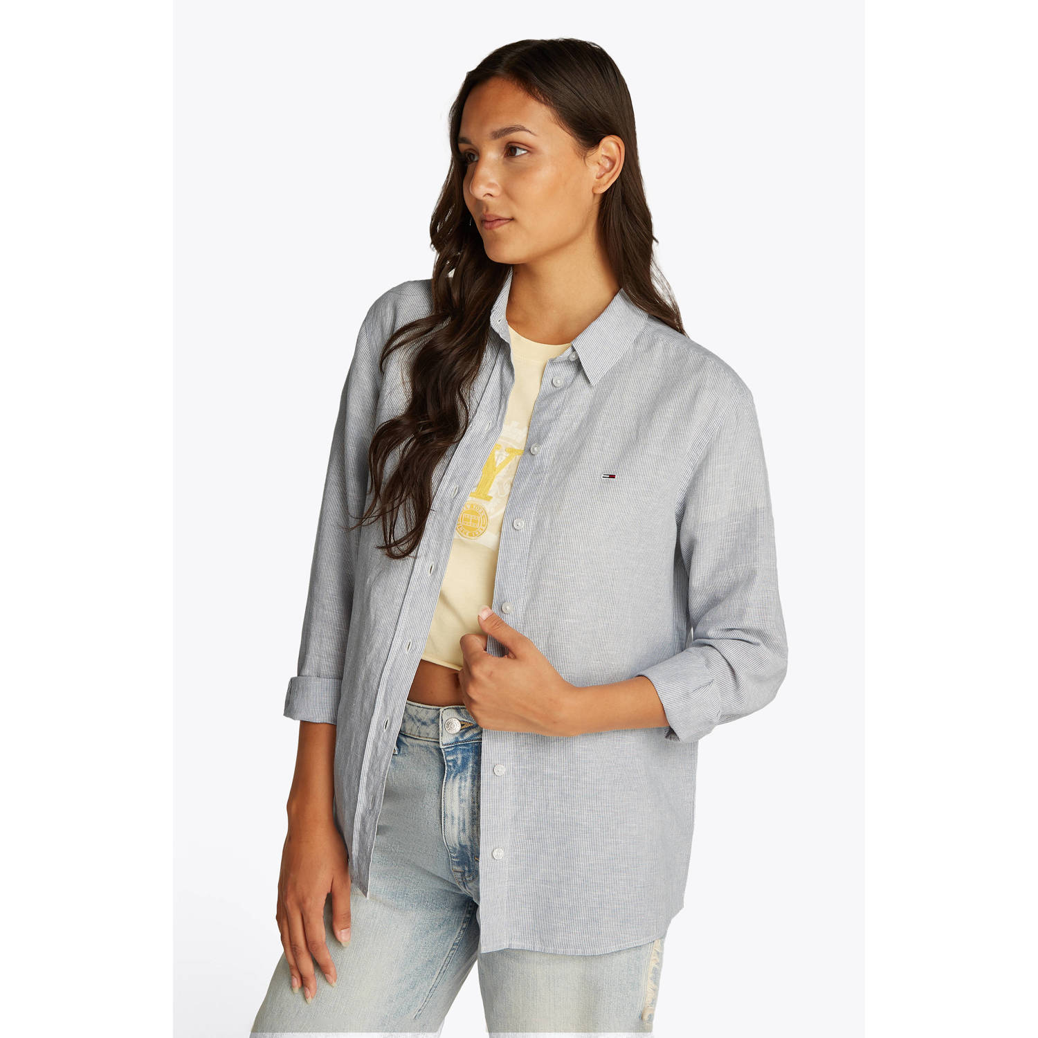 TOMMY JEANS Dames Blouses Tjw Rlx Linen Shirt Lichtblauw