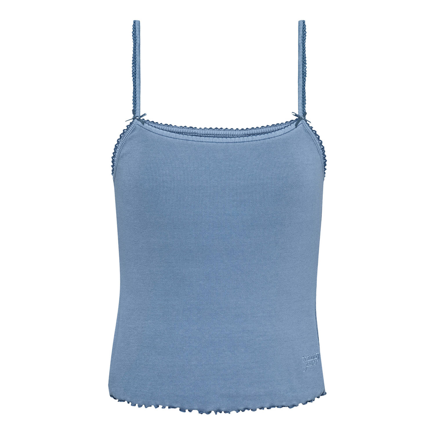 Tommy Jeans spaghettitop blauw rib gebreid