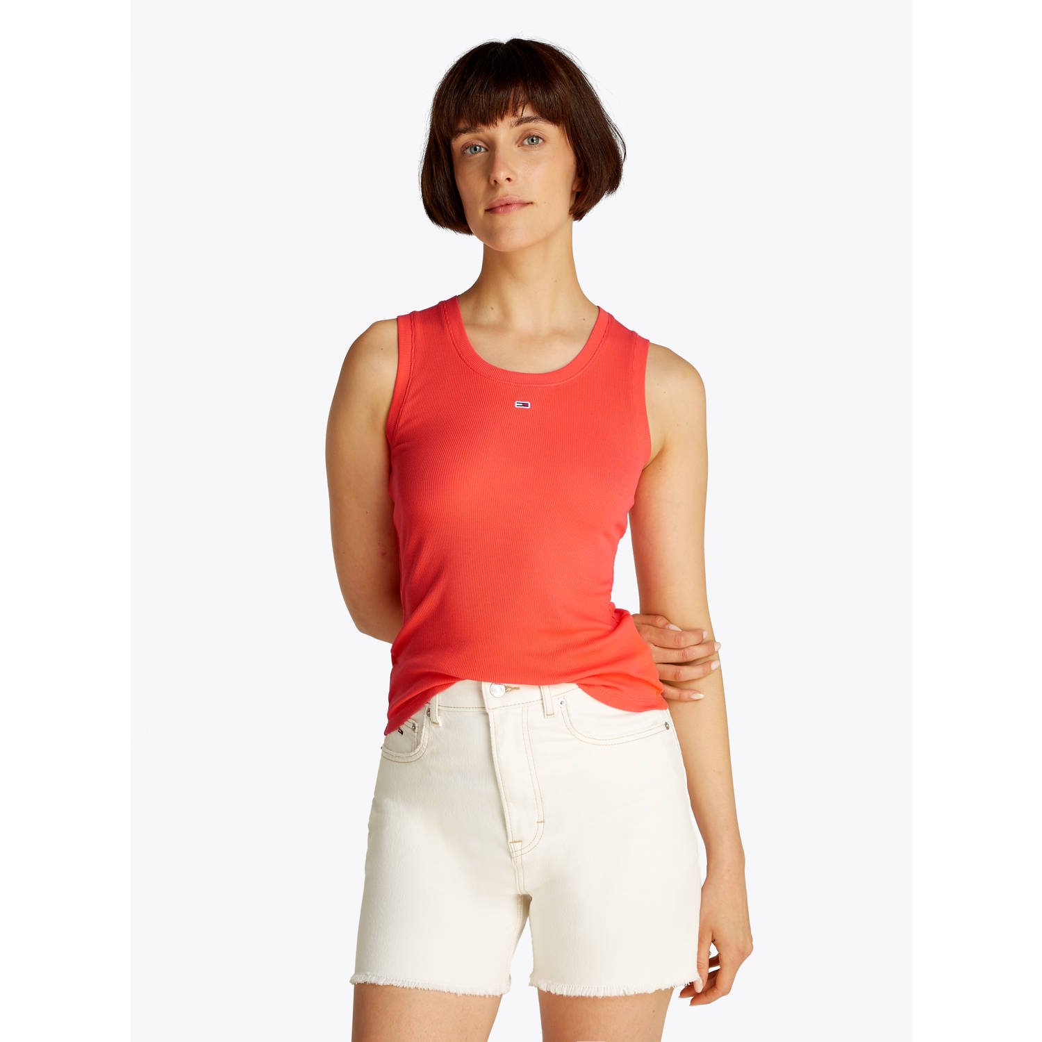 TOMMY JEANS Dames Tops & T-shirts Tjw Essential Rib Tank Ext Oranje