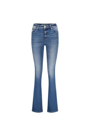high waist bootcut jeans medium blue denim