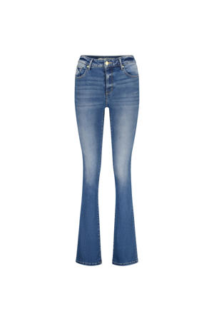 high waist bootcut jeans medium blue denim