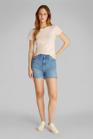 regular waist denim short light blue denim