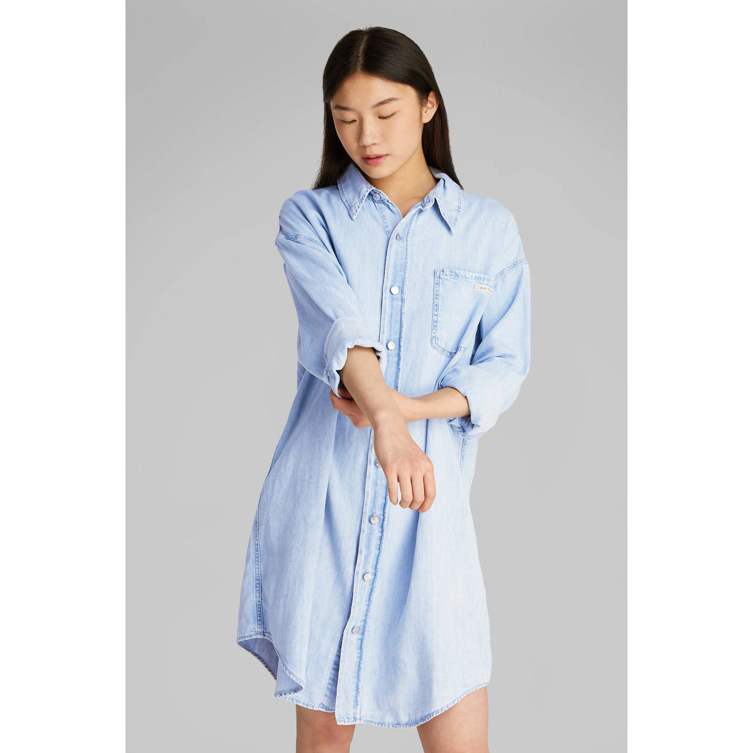Calvin Klein Jeans Relaxed fit overhemdjurk met borstzak