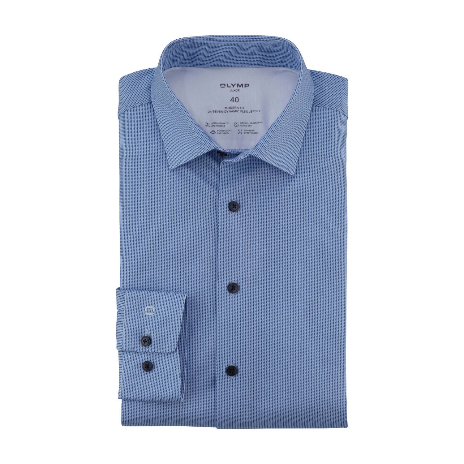 Olymp Luxor Overhemd 24 Seven Print Blauw