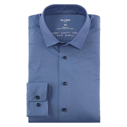 Olymp jersey overhemd 24/7 - Luxor modern fit blauw afbeelding