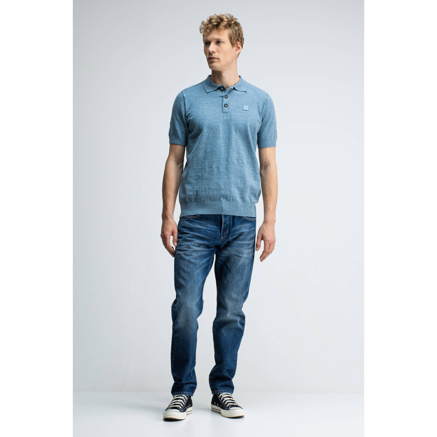 Butcher of Blue polo gebreid blauw