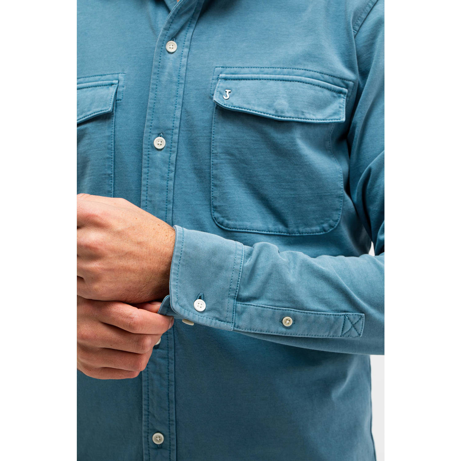 Butcher of Blue regular fit Finn Pocket Jersey overshirt blauw