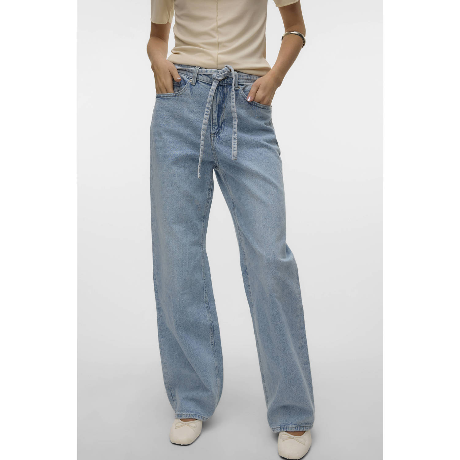 VERO MODA high waist wide leg jeans VMTESSA light blue denim