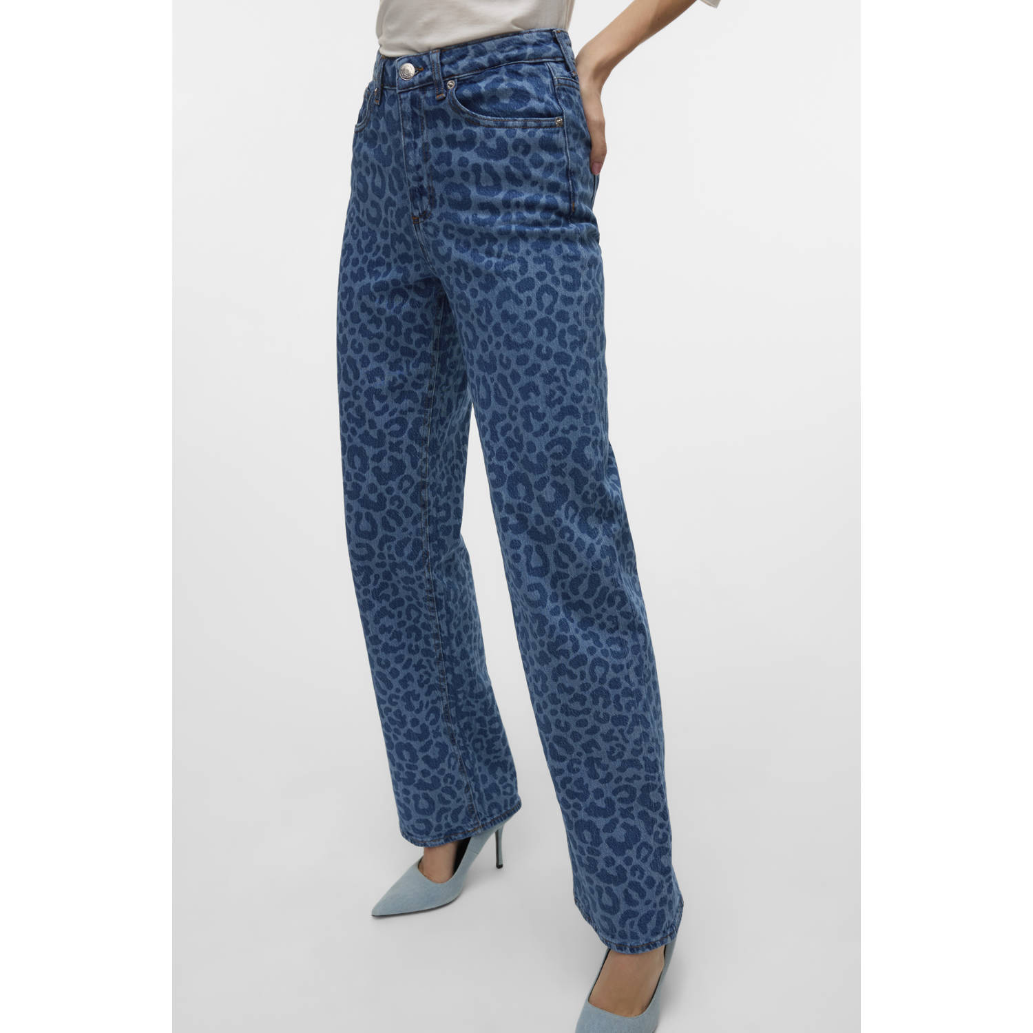 VERO MODA high waist wide leg jeans medium blue denim