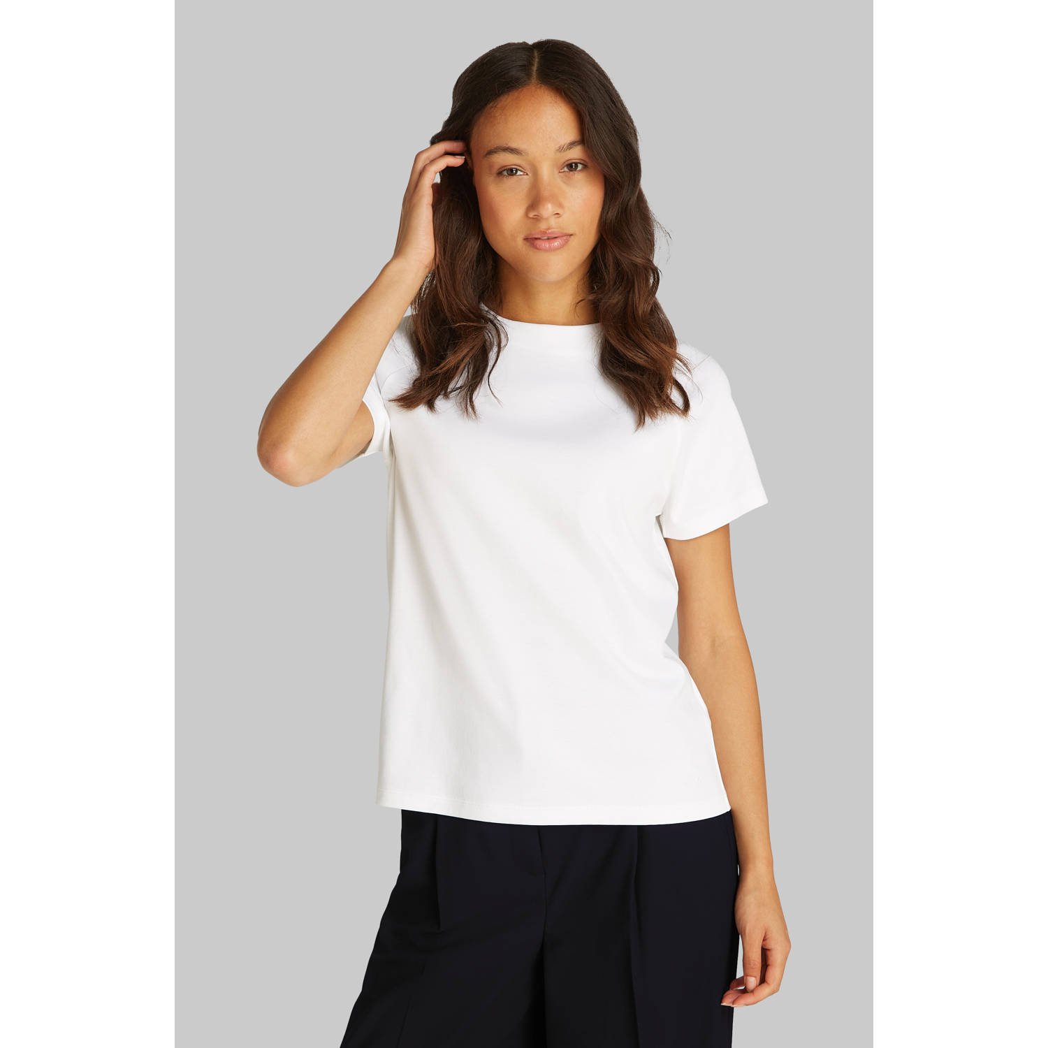 Calvin Klein wide leg regular waist pantalon zwart