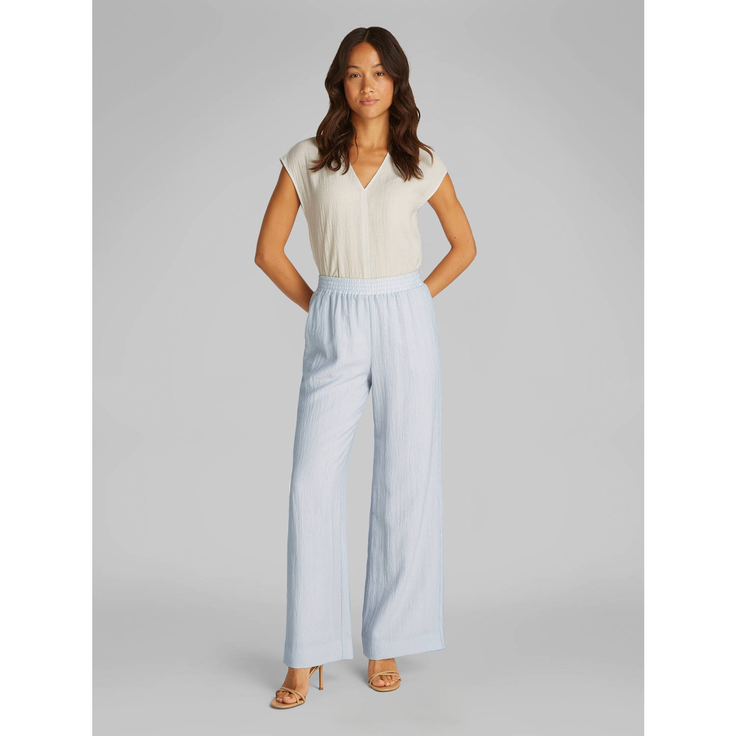 Calvin Klein wide leg regular waist casual broek lichtblauw