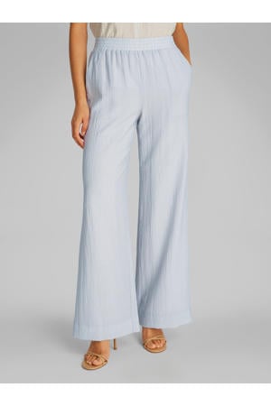 wide leg regular waist casual broek lichtblauw