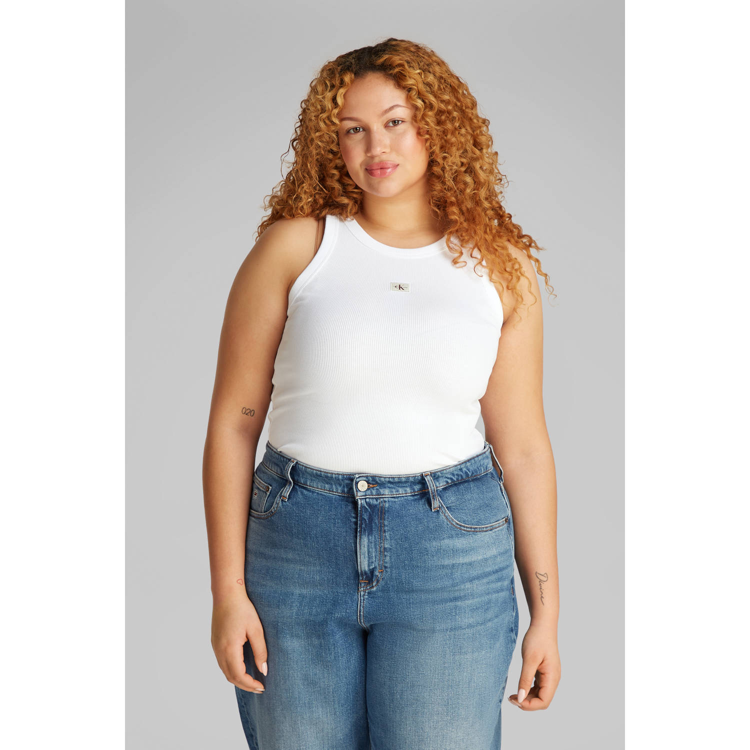Calvin Klein Jeans Plus Tanktop PLUS WOVEN LABEL RIB TANK TOP
