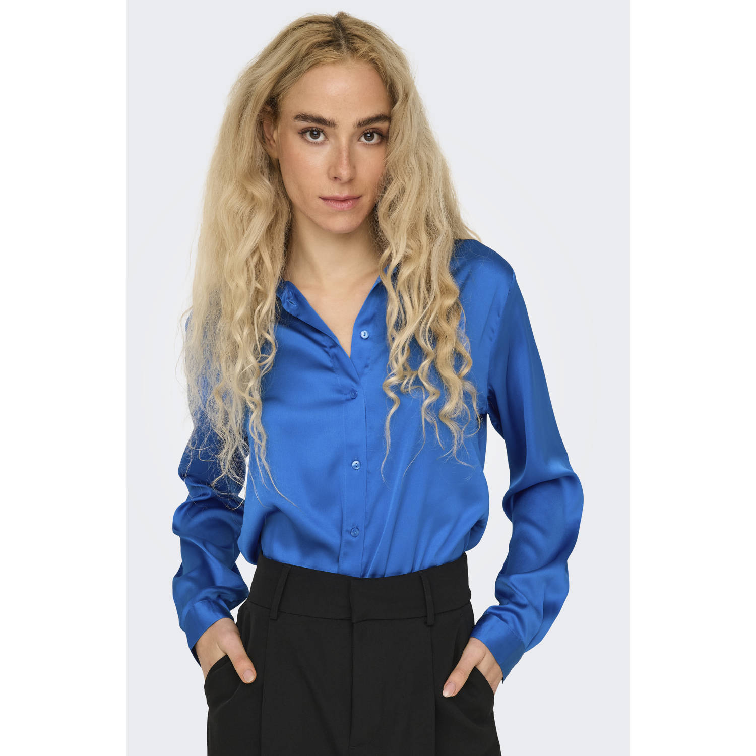 JDY satijnen blouse blauw