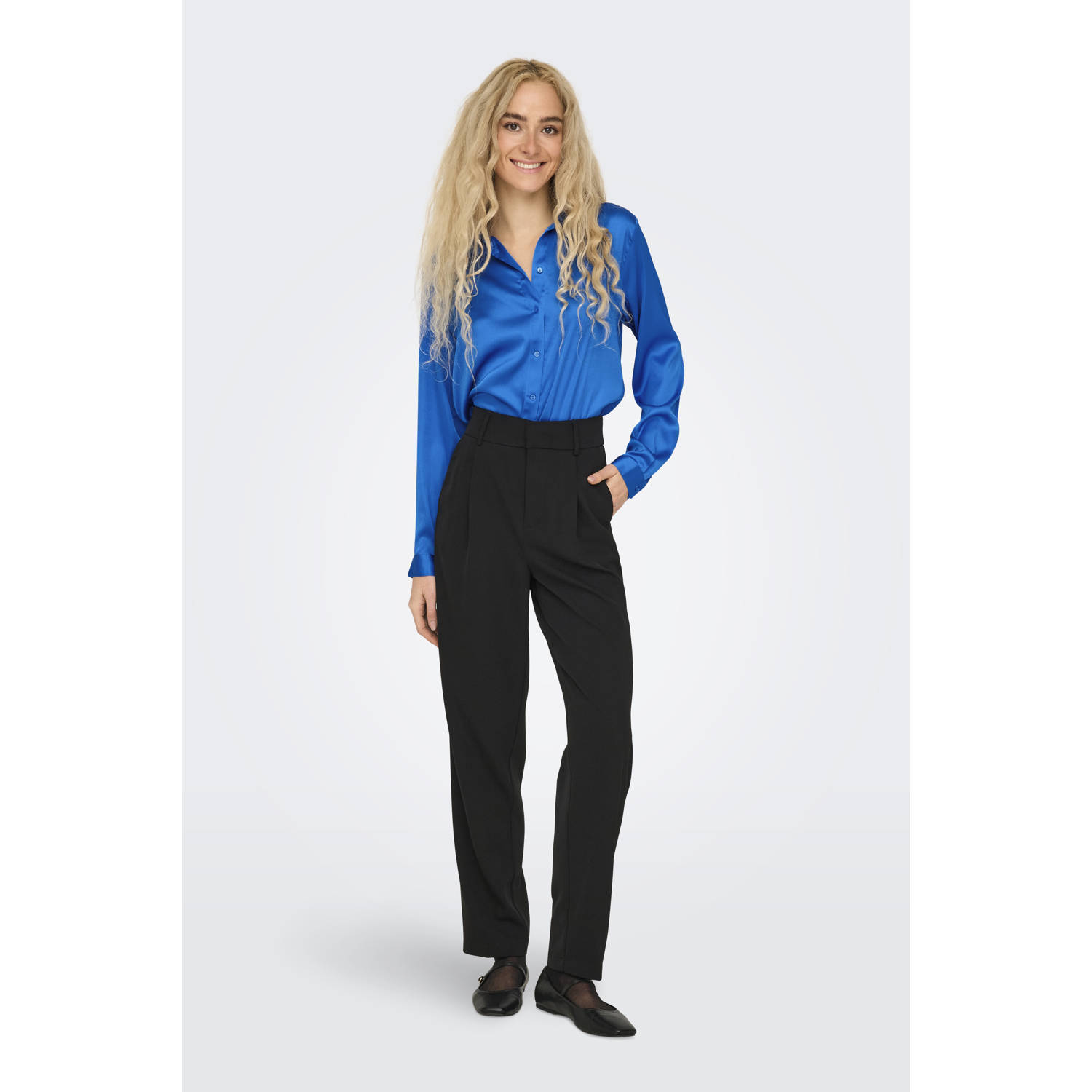 JDY satijnen blouse blauw