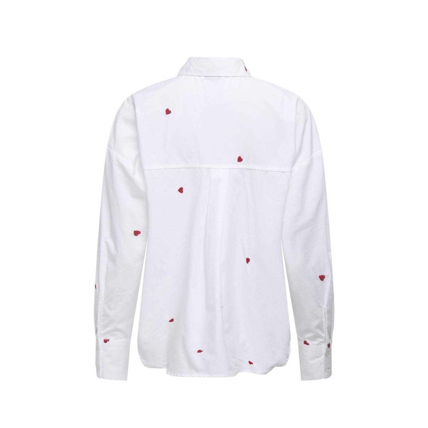 JDY blouse NELLY met hartjes ecru rood