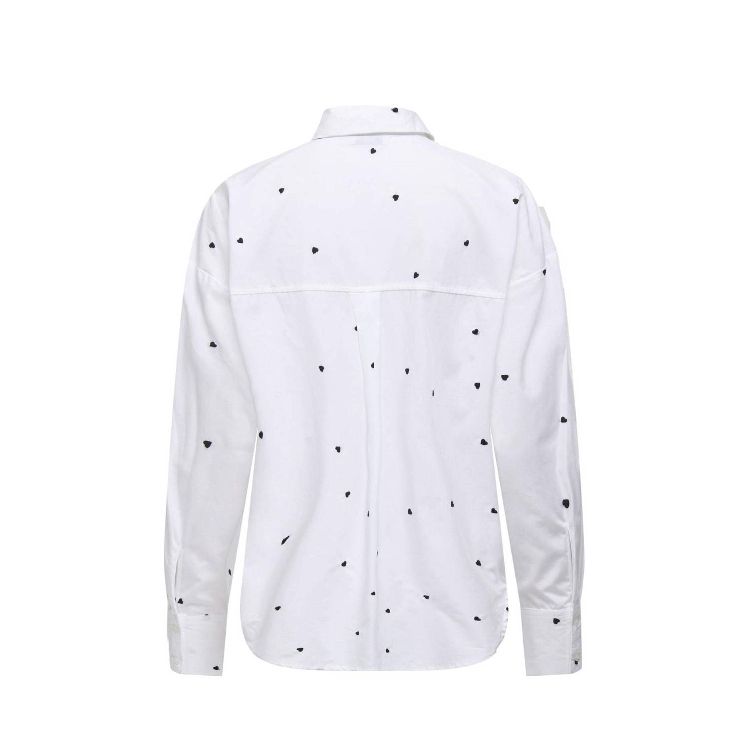 JDY blouse NELLY met hartjes ecru zwart