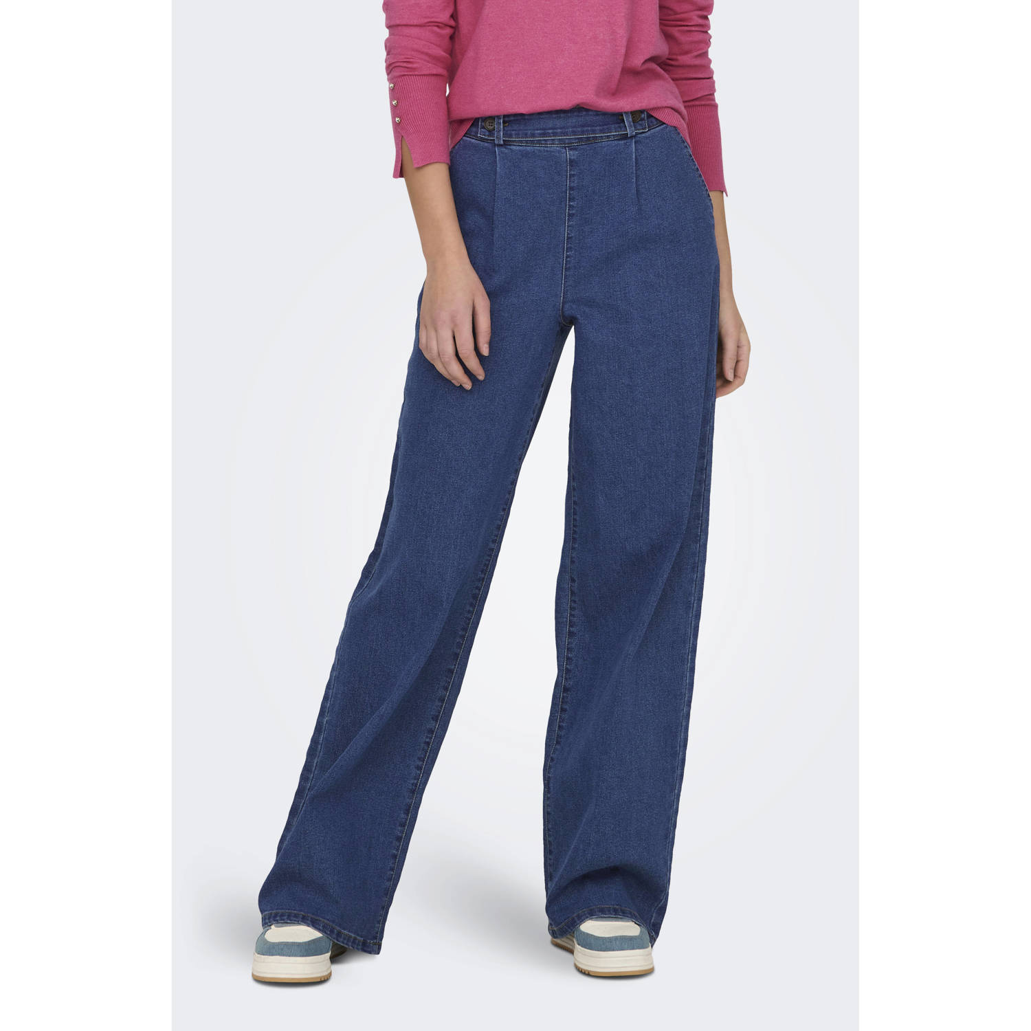 JDY high waist wide leg jeans GEGGO medium blue denim