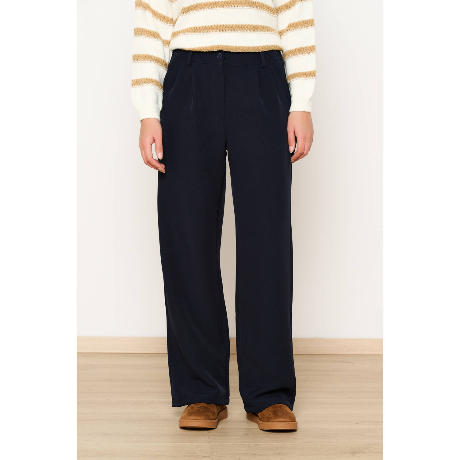 LOLALIZA wide leg broek donkerblauw