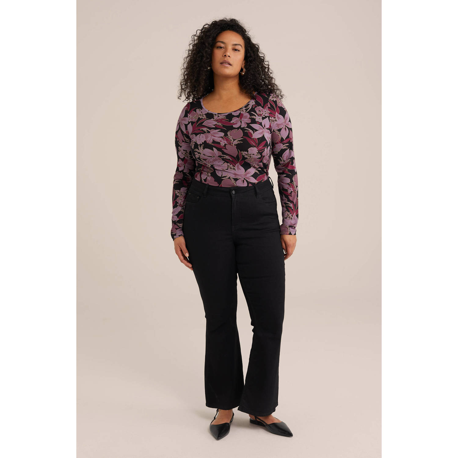 WE Fashion Curve longsleeve paars