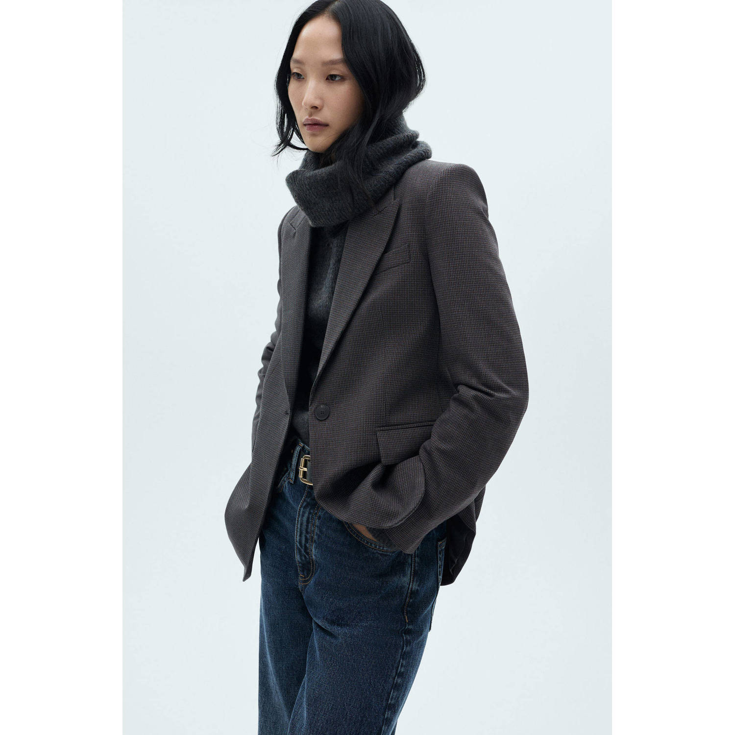 Mango regular blazer donkerblauw