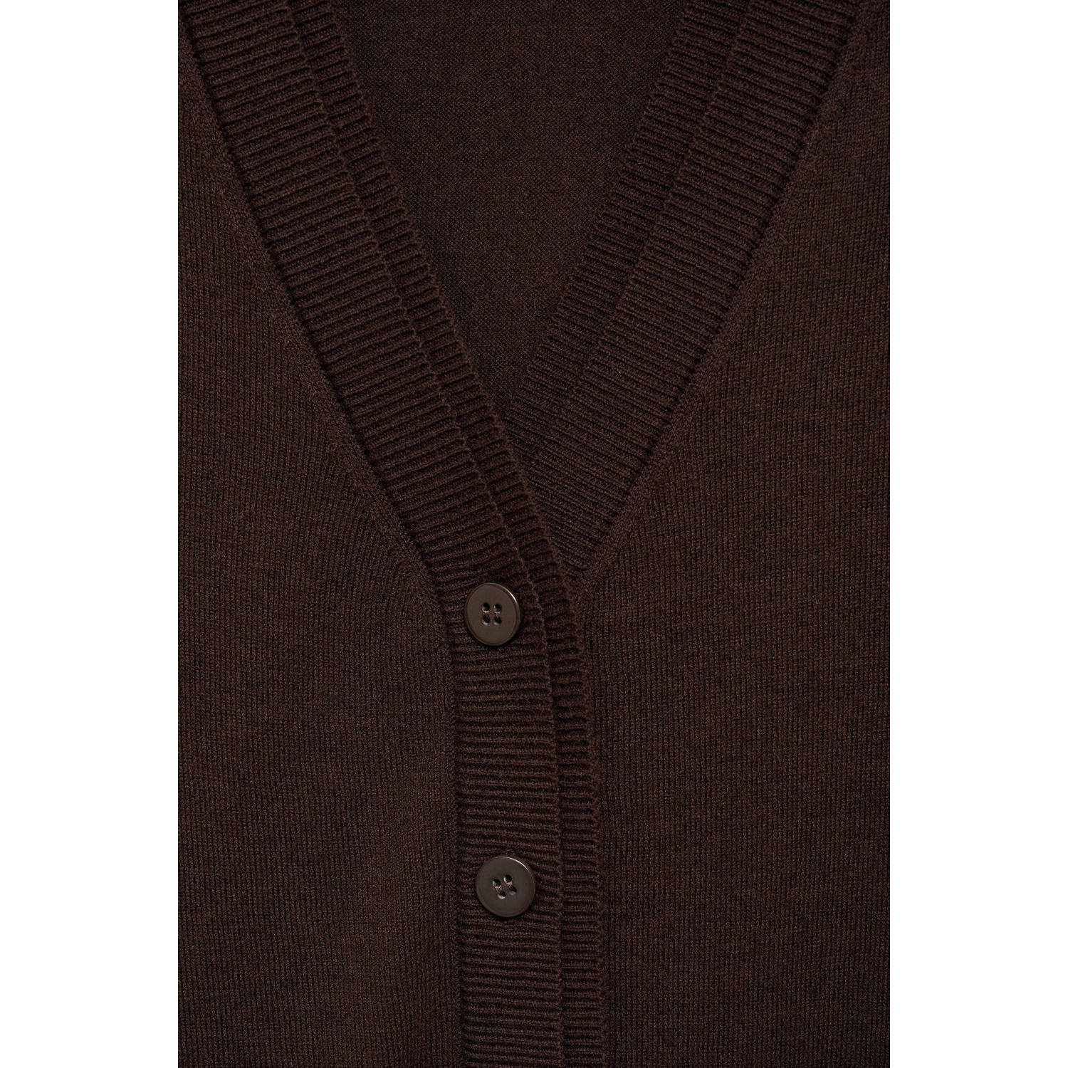 Mango gebreid vest donkerbruin