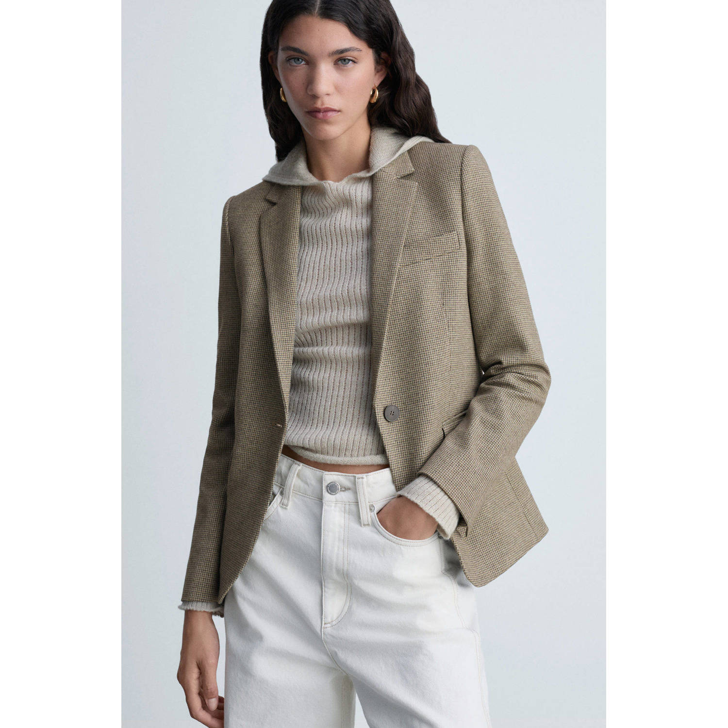 Mango regular blazer taupe