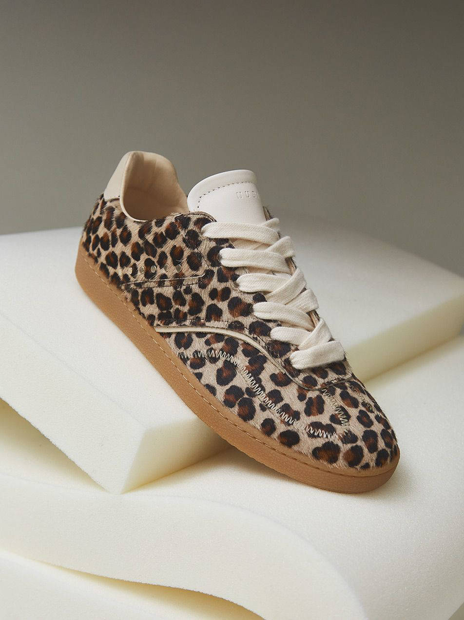 Nubikk leren sneakers met panterprint beige/zwart | wehkamp
