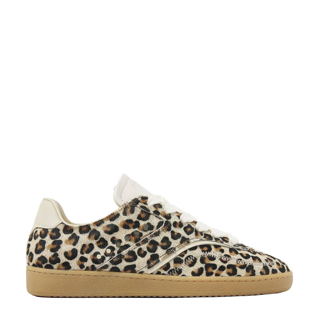 Nubikk leren sneakers met panterprint beige/zwart wehkamp