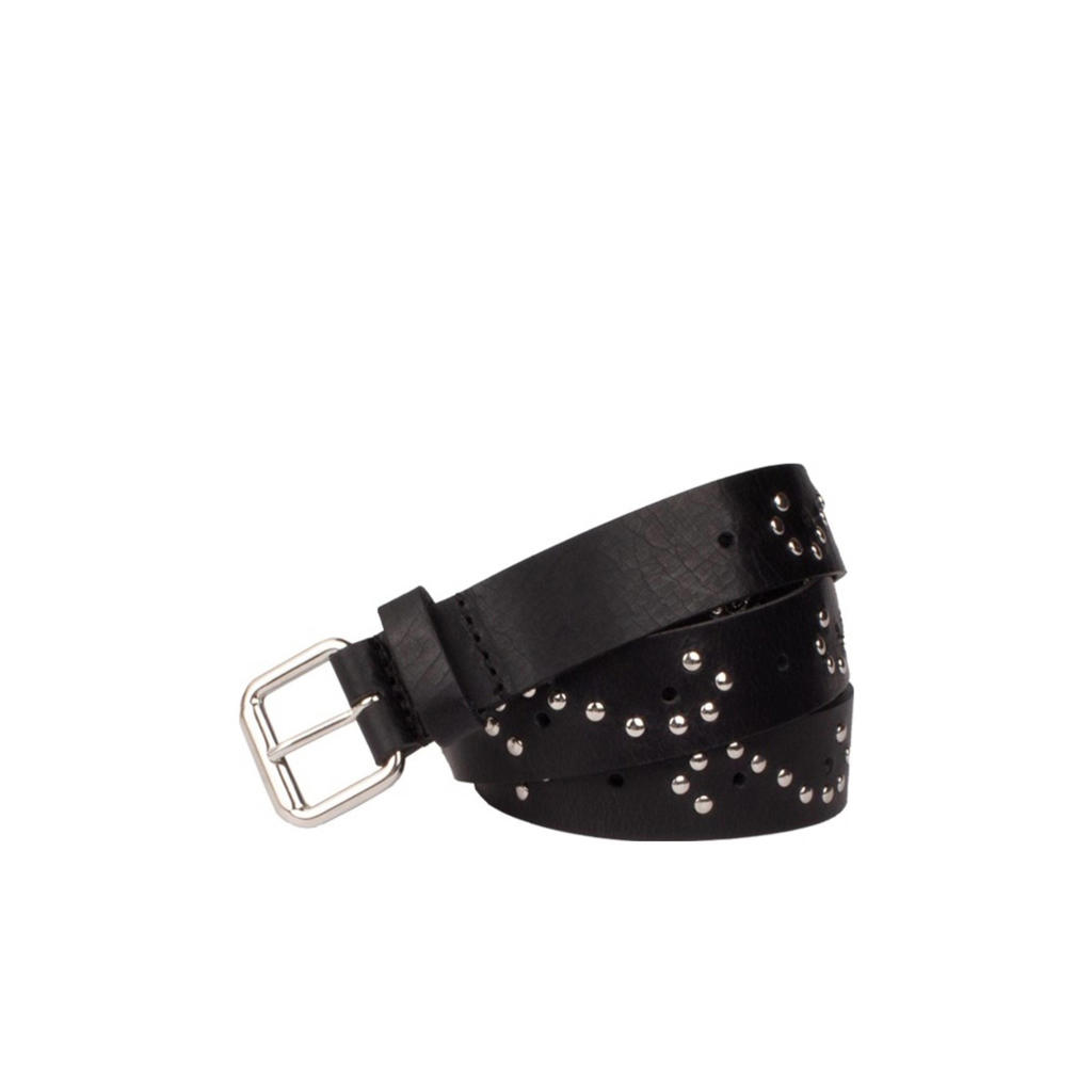 Legend leren riem zwart/zilver