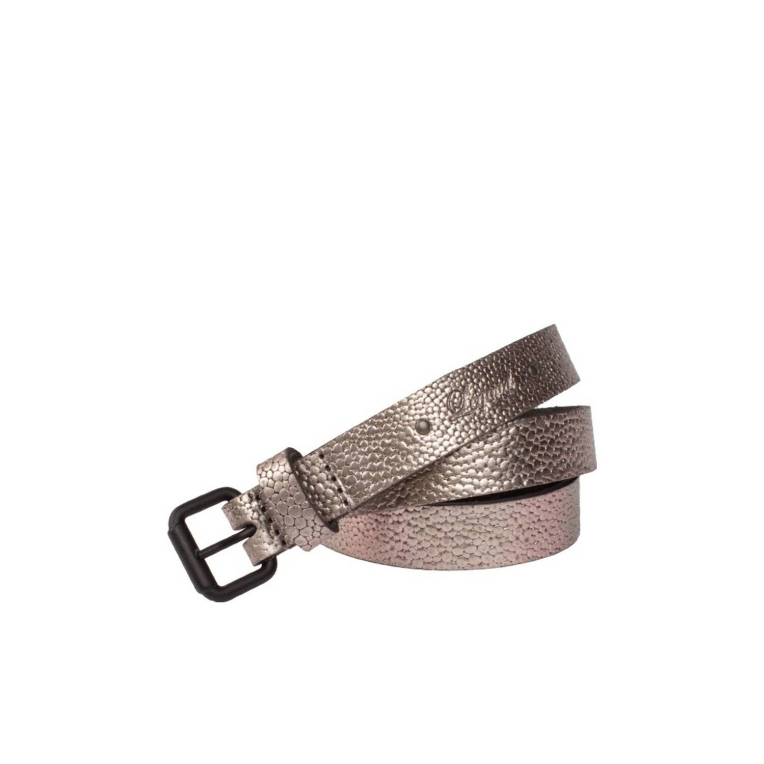 Legend metallic leren riem zilverkleurig